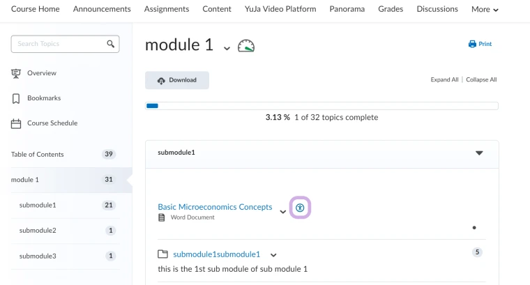 Screenshot showing the alternative Formats icon highlighted (person inside a circle).